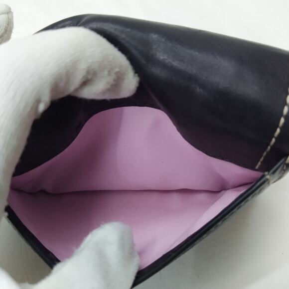 Coach Chelsea Black Leather Credit Card Trifold Wallet - Picture 9 of 16